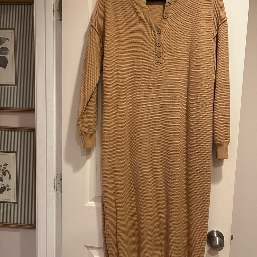 Tan Long Sleeve Dress